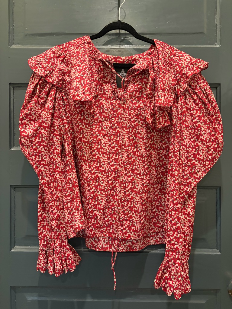 Horror Vacui Gertrude Red Floral Blouse Size Small